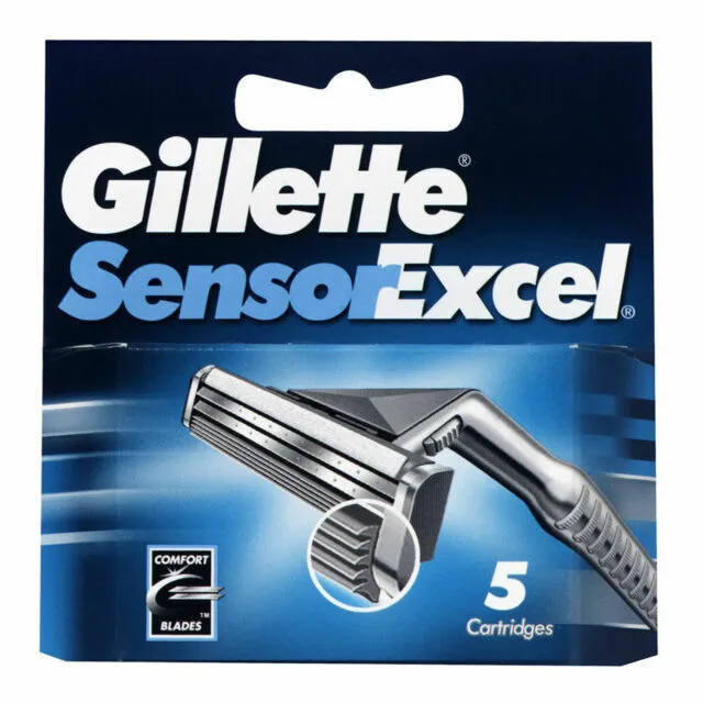 Paquete de 5 cartuchos de cuchillas de afeitar Gillette Sensor Excel GRATIS P&P