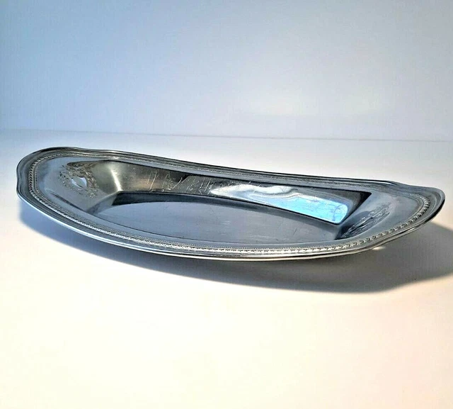 Vintage Krome Kraft Farber Bros Decorative Serving Tray New York Oval 13"