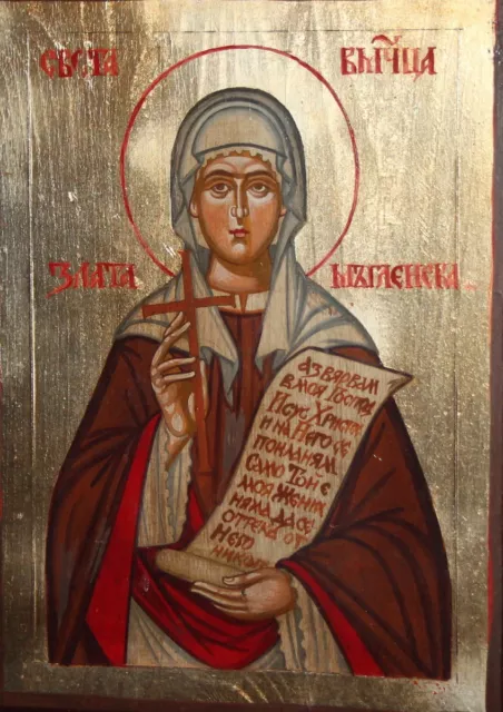 Icono Ortodoxo Pintado A Mano Santa Zlata De Maglen