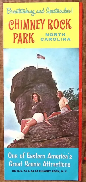 1950s CHIMNEY ROCK PARK NORTH CAROLINA US 74 & 64 FOLDOUT TRAVEL BROCHURE Z4307