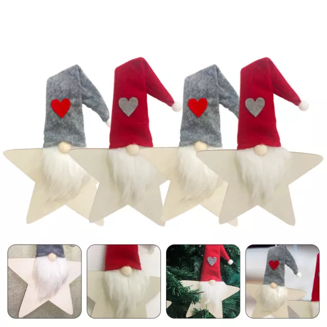 4 Pcs Christmas Decorations Mini Baby Dolls Star Ornaments Shape 3