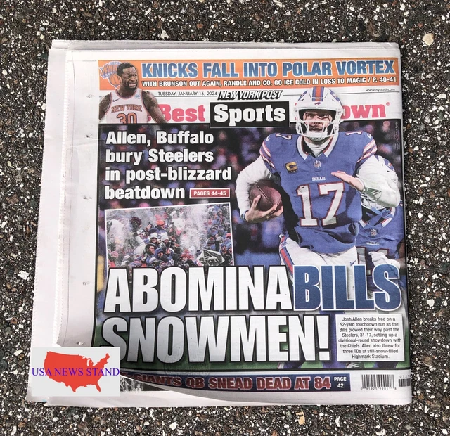 NEW YORK POST Tuesday January 16, 2024 (Nfl Buffalo Bills Defeat
