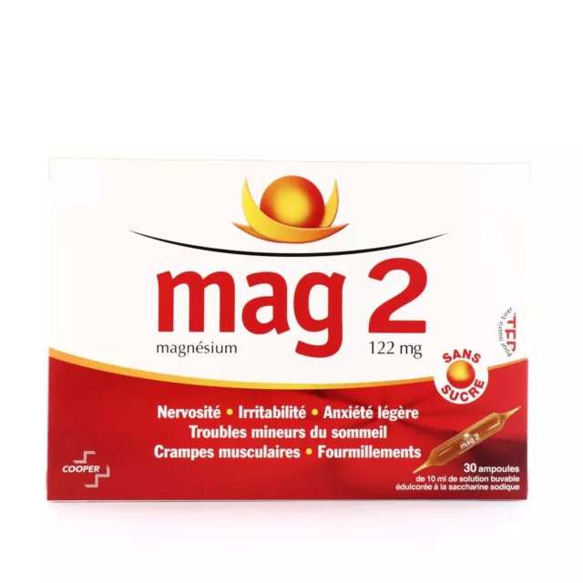 Magnésium Mag 2  30 ampoules  à l’orange Régulateur nerveux et musculaire