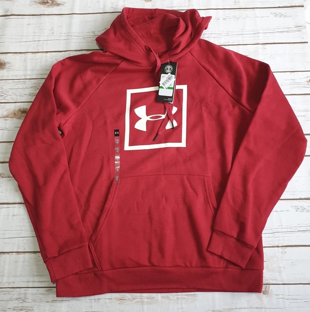 Felpa con cappuccio Under Armour UA Rival uomo scatola in pile logo pullover taglia L nuova con etichette
