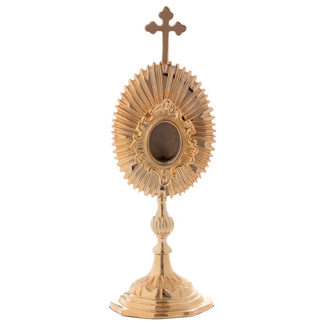Reliquiario decorato con croce ottone dorato