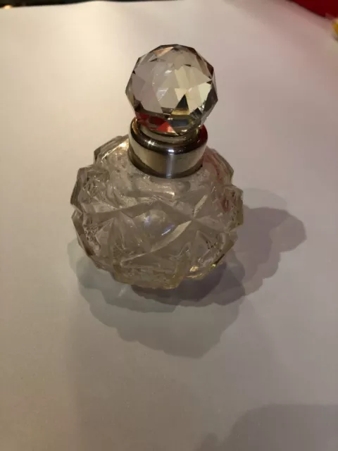 An Edwardian Silver Rim Perfume Bottle Hallmarked Birmingham 1916