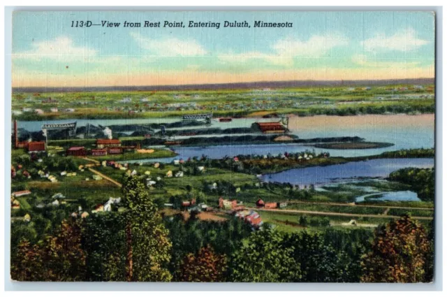 Duluth Minnesota MN Postcard Aerial View From Rest Point On Thomson Hill Vintage