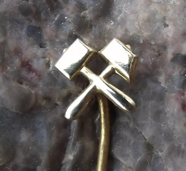 Vintage Coal Mine Mining Miners Crossed Hammers Logo Czechoslovakia Pin Badge