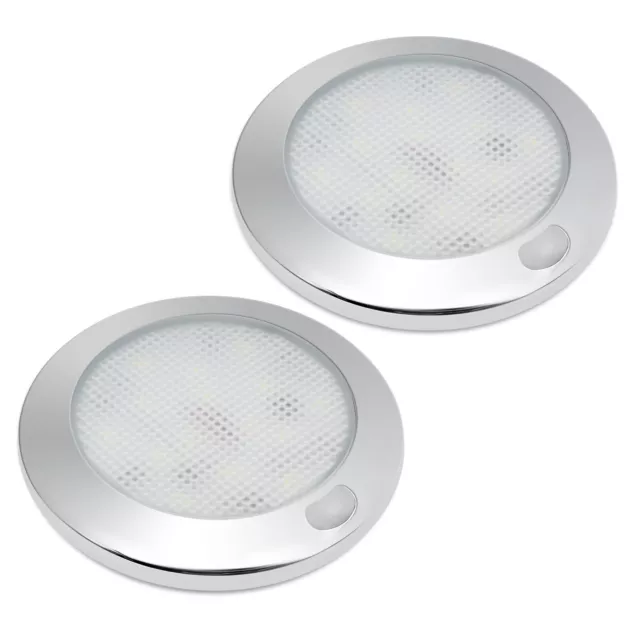 Luminaire Plafonnier LED Dimmable 12v Camping Car Éclairage Intérieur Argent x 2