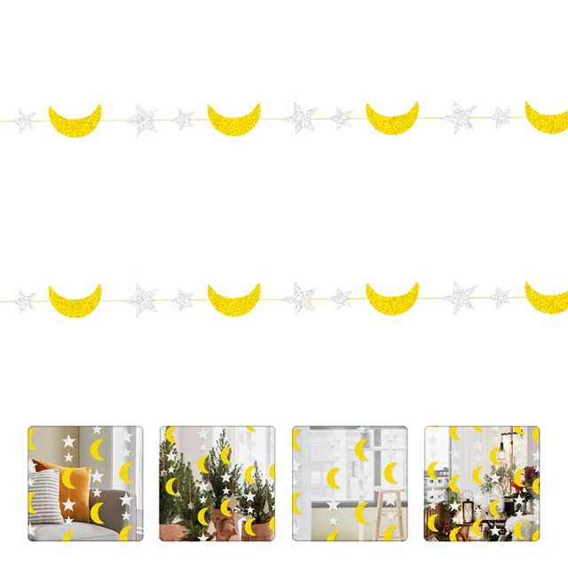 1 Set 2 PZ Banner EID Banner Moon Star Appeso Streamer Ghirlande di carta