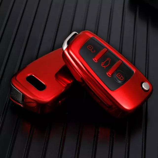 Remote Key Cover Case Fob For AUDI A1 A3 A4 A5 Q7 A6 C5 C6 RS TT QUATTRO *RED*