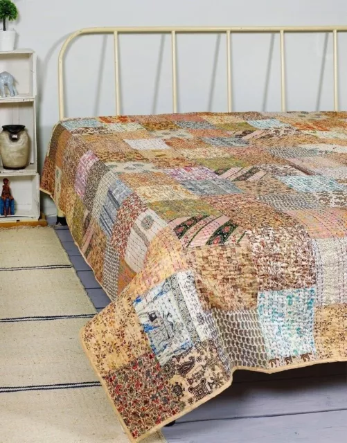 Beautiful Handmade Patola patchwork Quilt Bedspread Throw Blanket Quilt.