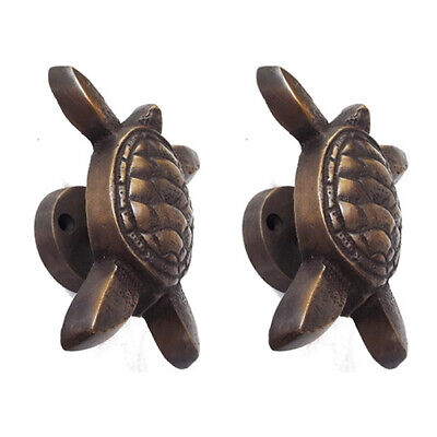 Set of Turtle sea Curtain Tie Backs Holdback Wall Hanger Antique Solid Brass