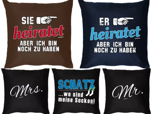 Kissen Hochzeit lustige Sprüche / Motive für Braut / Bräutigam Hochzeitsgeschenk