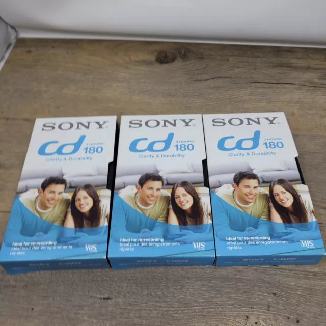 Sony CD 180 3 Hour Blank VHS Video Cassette Tape NEW X3