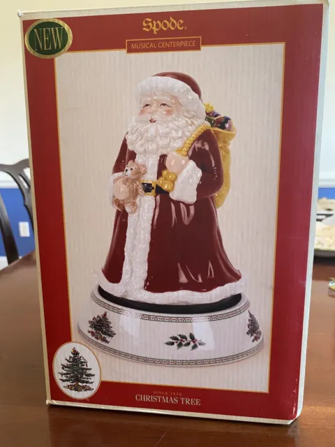 SPODE - Christmas Tree - 11” SANTA CLAUS MUSICAL BOX Figurine -  In Original Box