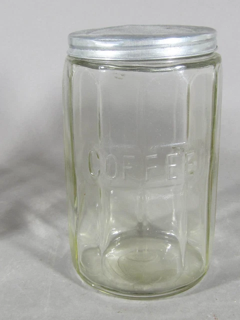Vintage Hoosier / Sellers Kitchen Cabinet Coffee Canister Jar w/ Aluminum Lid