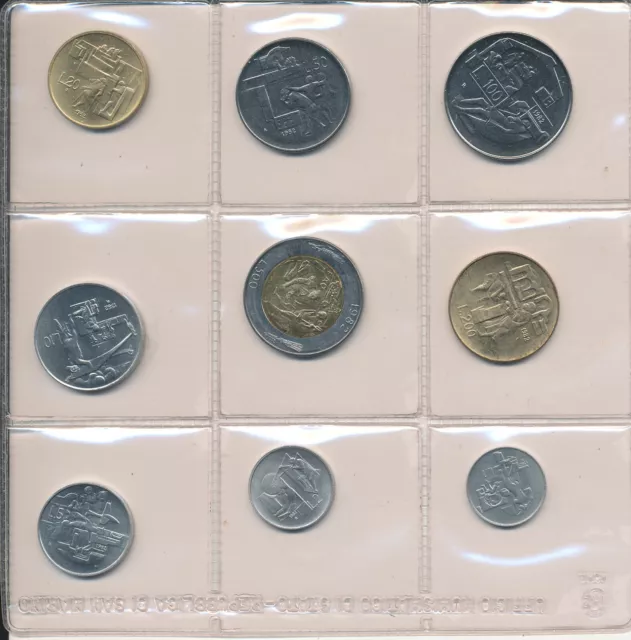 San Marino - 1+2+5+10+20+50+100+200+500 Lire 1982 UNC - Set Kms