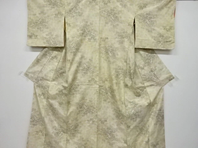 6567063: Japanese Kimono / Antique Kimono / Tsumugi / Woven Maple Leaves