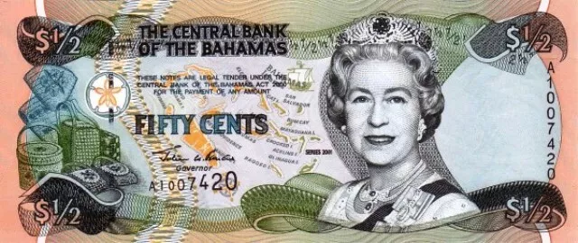 Bahamas 2001 billet neuf de 50 cents pick 68 UNC Uncirculated