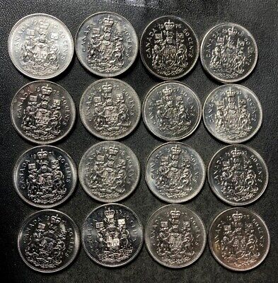 Old Canada Coin Lot - 50 CENTS - 16 PROOF LIKE AU/UNC Coins - Lot #S29