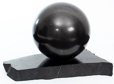 Authentic Shungite Polished Sphere crystal with stand ball 4.17 inch #4710T