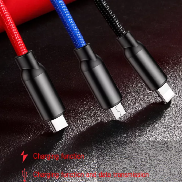 Cable 3en1 chargeur Type C Micro usb iPhone android Samsung sony HTC pour tous 3