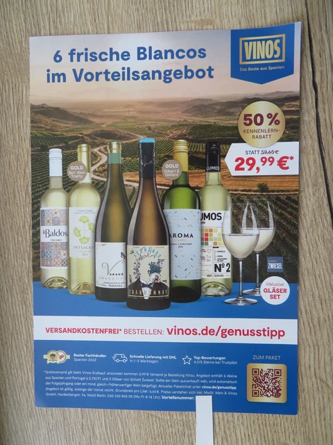 Vinos Gutschein 50 % Kennlern-Rabatt 6 frische Blancos im Vorteilsangebot