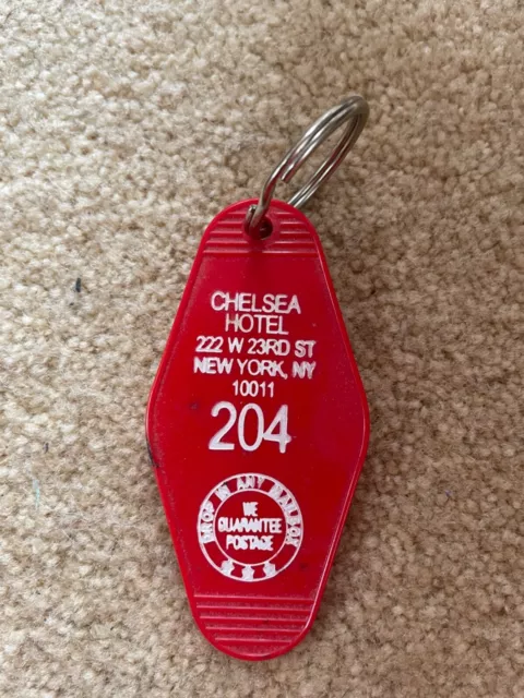 Hotel Chelsea NYC Keychain Key Tag Room 204 red