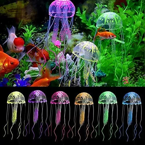 Artificial Glowing Jellyfish Ornament Aquarium Effect Decor Floating Fish Tank