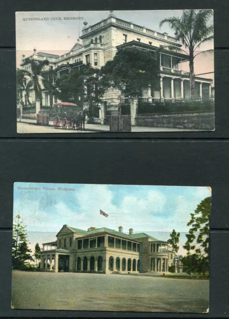 Queensland 1908( Circa) Government House And Australian Club X 2 Postcards