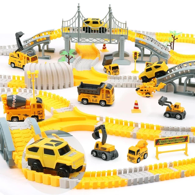 Circuit Train Électrique 123 Pièces – Jeu De Construction 3D, Défie La Gravité – Cadeau éducatif Pour Enfants 3-8 Ans (2 Trains)