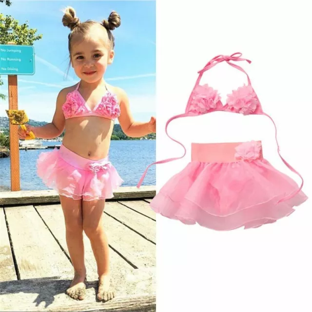 Badeanzug Mädchen Bikini Pink Bademode Kinder Kleinkind Zwei Stück Schwimmen