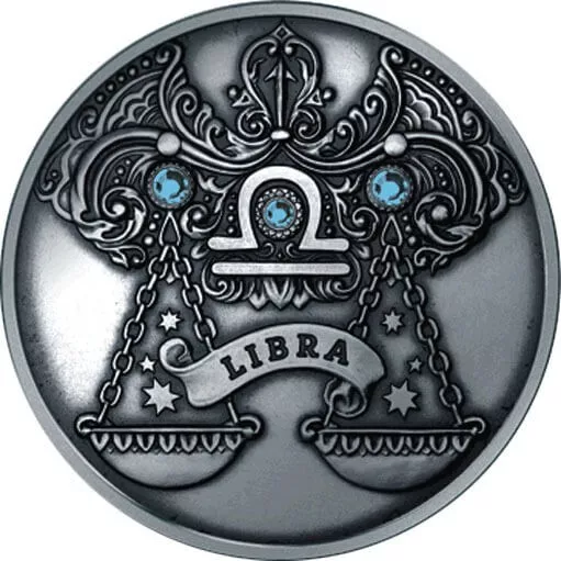 Libra Signs of the zodiac Antique finish Silver Coin 20 rubles Belarus 2013