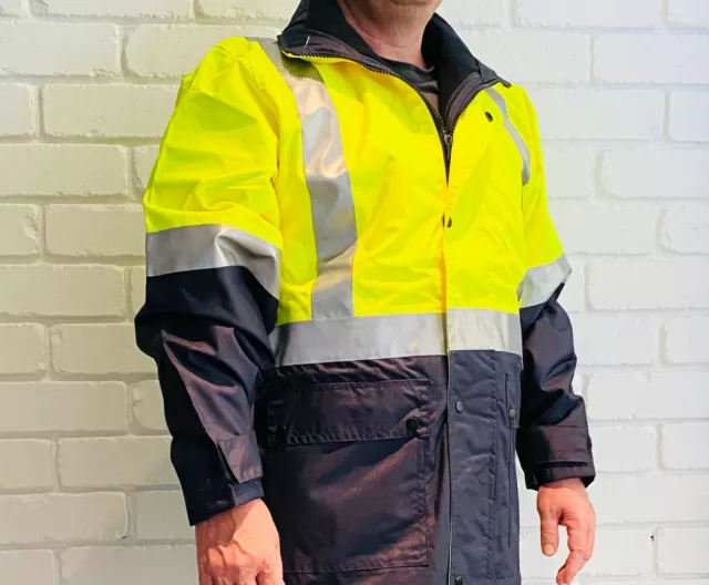 AIW Workwear Hi Vis Rain Jacket and Way Vest SW20A quilt lining hood 3M tape Y/N