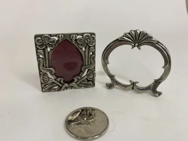 Lot Of 2 Miniature Pewter Photo Frames