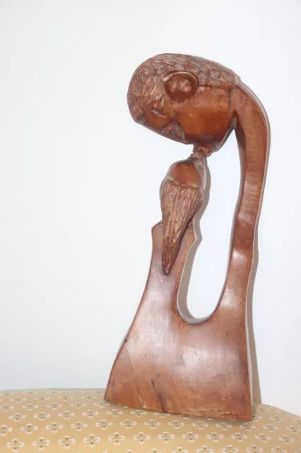 Ancienne statuette en bois , le baiser , couple, homme & femme