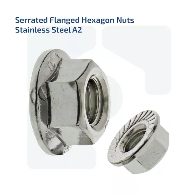 M3 M4 M5 M6 M8 M10 M12 M16 Serrated Flanged Nuts A2 Stainless Steel Din 6923