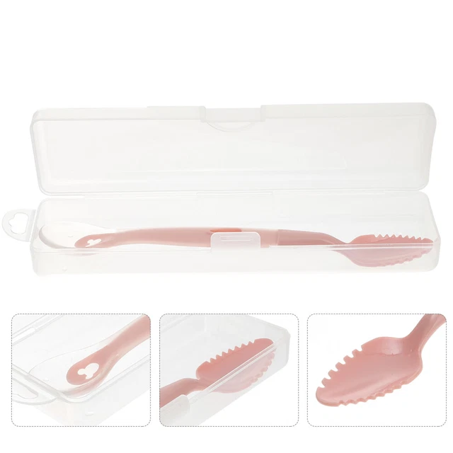 Cuchara de alimentación para bebé raspador de doble extremo niños conjunto de cubiertos cuchara de metal cucharada