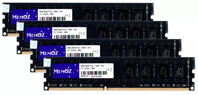 32GB DDR3 Desktop RAM 4x8GB 1600MHz PC3L 12800U DIMM Memoz