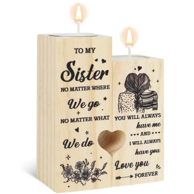 To My Sister Candle Holder Gift,Heart Shaped Candle Holder Xmas Birthday Gifts