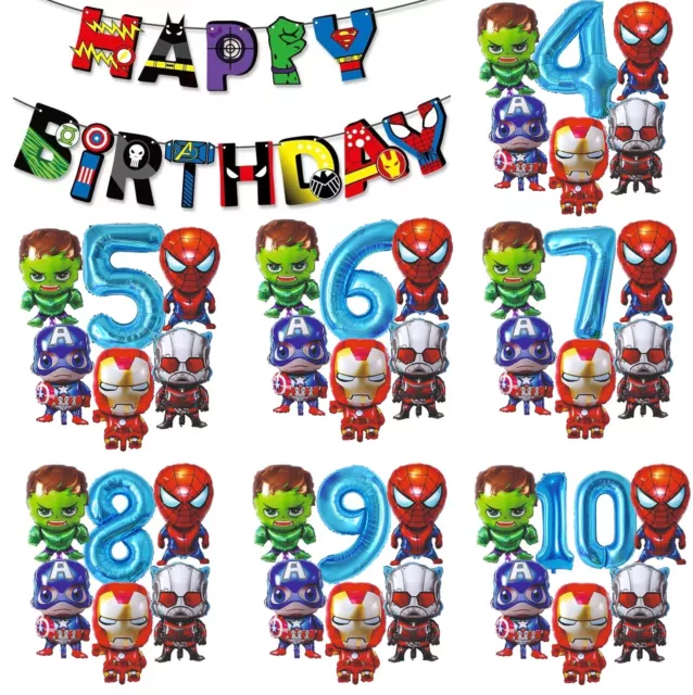 Marvel Avenger superhero balloons Age foil latex birthday party decoration BLUE