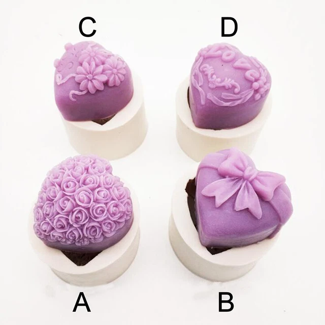 3D Herz Liebe Rose Blumenform Silikon Seifenform Schokoladenkerze HandwerkXUI  q