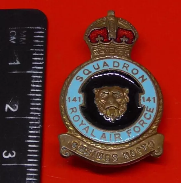 RAF Royal Air Force Enamel Pin Badge No 141 Night Squadron HW Miller KC