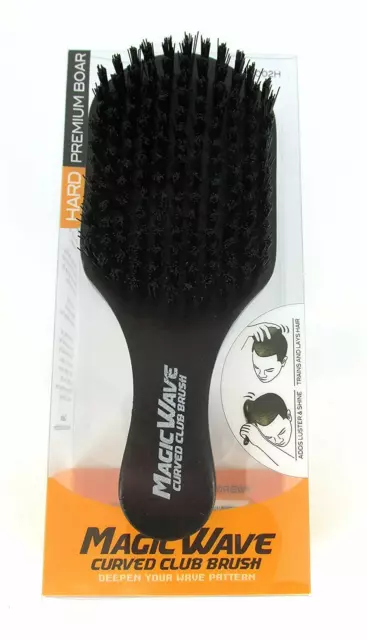 Black Ice Magic Wave 7'' Curved Club Brush Hard Premium Boar (HARD)