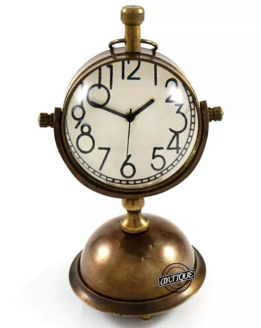 Tisch Uhr Massives Messing Ständer Aufhängbare Nautisch Maritim Antik Geschenk