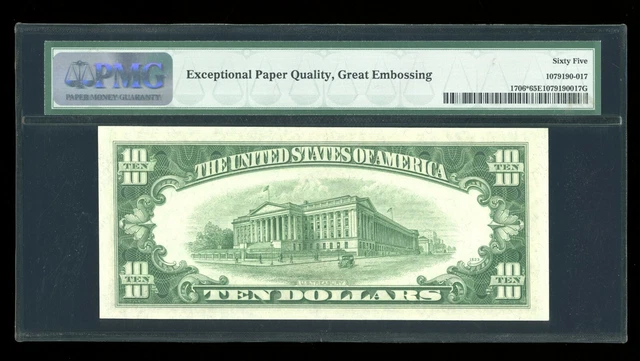 DBR 1953 $10 Silver STAR Gem Fr. 1706* PMG 65 EPQ ex-Flynn Low Serial *00069912A 2