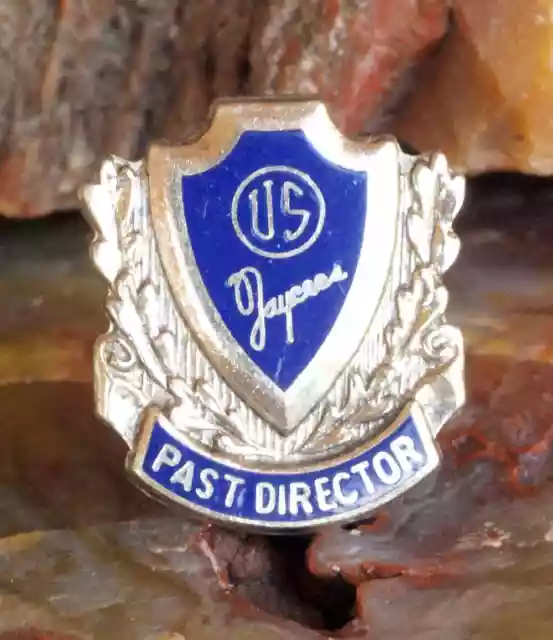 Vintage Enameled Sterling Silver Us Jaycees Past Director Tie Tack Pin Robbins