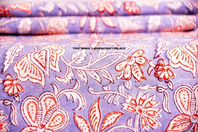 Indien Homme Femmes Vêtement Par 2.3m Imprimé Floral Coton Couture Tissu Bleu 2
