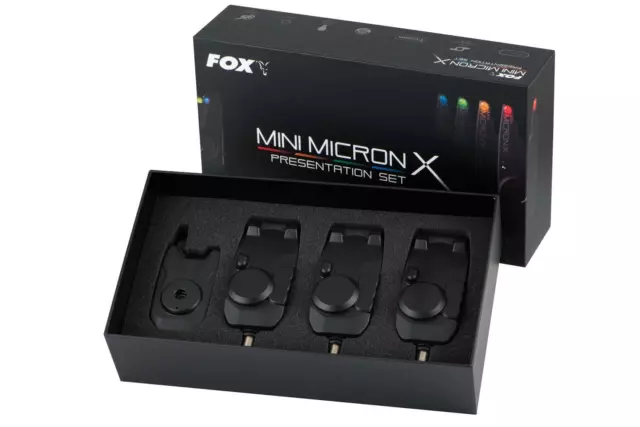 Fox Mini Mikron X 3 Stange Set / Karpfenangeln Bissanzeiger & Empfänger